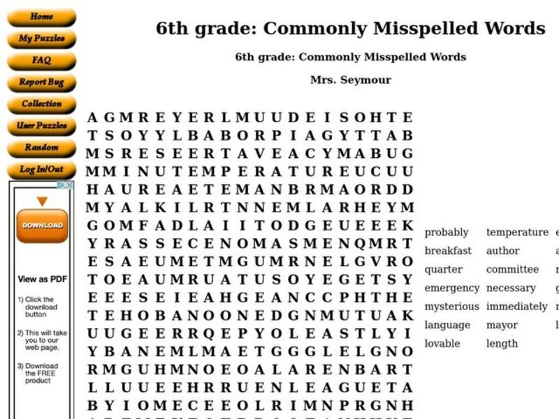 Commonly misspelled words 4th grade