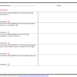 Probability deck of cards worksheet